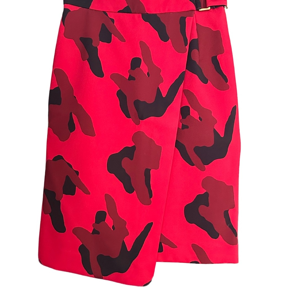 Red H&M Camouflage Women's Midi Pencil Asymmetrical Skirt
